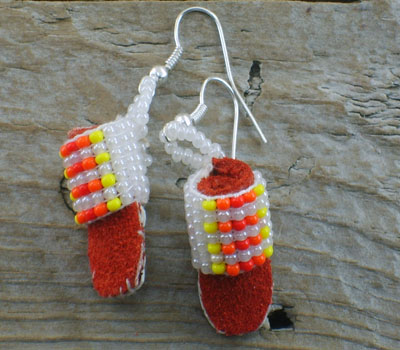 American Indian Beaded Moccasin Earrings F